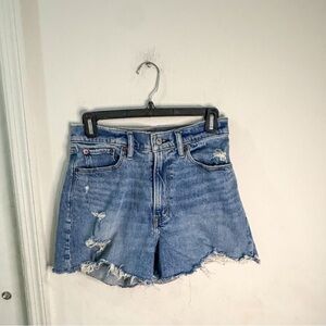 Abercrombie & Fitch Distressed Blue Denim Shorts, High Rise, size 25